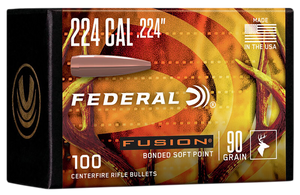 Federal FB224F1 Fusion Component Fusion 224 Cal .224 90 gr Bonded Soft Point 100 Per Box Federal FB224F1 Fusion Component Fusion 224 Cal .224 90 gr Bonded Soft Point 100 Per Box