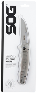 S.O.G SOG14520157 Escape FL 3" Folding Sheepsfoot Plain 8Cr13MoV SS Blade Silver w/ "SOG" Stainless Steel Handle Includes Pocket Clip S.O.G SOG14520157 Escape FL 3" Folding Sheepsfoot Plain 8Cr13MoV SS Blade Silver w/ "SOG" Stainless Steel Handle Includes Pocket Clip