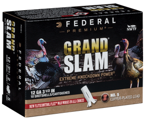 Federal PFCX139F5 Premium Grand Slam 12 Gauge 3.50" 2 oz 1200 fps 5 Shot 10 Bx/25 Cs Federal PFCX139F5 Premium Grand Slam 12 Gauge 3.50" 2 oz 1200 fps 5 Shot 10 Bx/25 Cs