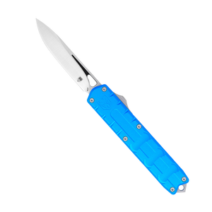 CobraTec Knives CTEBLUM390DNS Enforcer3.25" OTF Drop Point Plain M390 Steel Blade/Blue Aluminum Handle CobraTec Knives CTEBLUM390DNS Enforcer3.25" OTF Drop Point Plain M390 Steel Blade/Blue Aluminum Handle