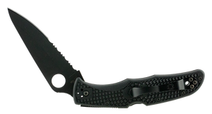 Spyderco C10PSBBK Endura 4 Lightweight 3.75" Folding Clip Point Part Serrated Black TiCN VG-10 SS Blade BlackTextured FRN Handle Includes Pocket Clip Spyderco C10PSBBK Endura 4 Lightweight 3.75" Folding Clip Point Part Serrated Black TiCN VG-10 SS Blade BlackTextured FRN Handle Includes Pocket Clip