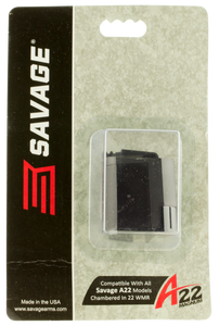 Savage Magazine Savage A22, B22 22 Winchester Magnum Rimfire (WMR) 10-Round Polymer Black Savage Magazine Savage A22, B22 22 Winchester Magnum Rimfire (WMR) 10-Round Polymer Black