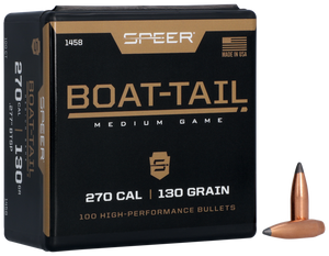 Speer Bullets 270 Caliber (277 Diameter) 130 Grain Spitzer Boat Tail Box of 100 Speer Bullets 270 Caliber (277 Diameter) 130 Grain Spitzer Boat Tail Box of 100