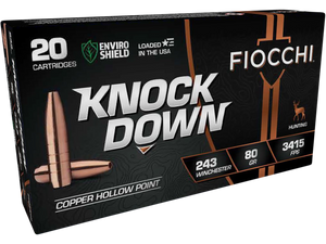 Fiocchi 243CHA Knock Down Enviro Shield 243 Win 80 gr Hollow Point (HP) 20 Per Box/ 10 Cs