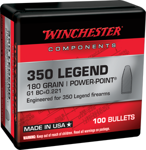 Winchester AmmoCenterfire Rifle Reloading 350 Legend 180 gr Power-Point (PP) 100 Per Box Winchester AmmoCenterfire Rifle Reloading 350 Legend 180 gr Power-Point (PP) 100 Per Box