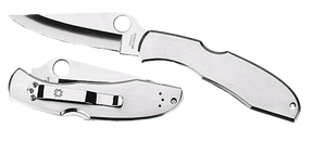 Spyderco C10S Endura 43.85" Folding Clip Point Part Serrated VG-10 SS Blade Satin Stainless Steel Handle Includes Pocket Clip