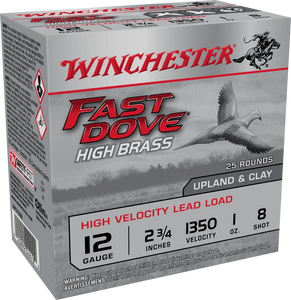 Winchester Ammo WFD128B Fast Dove & Clay High Brass 12 Gauge 2.75" 1 oz 1350 fps 8 Shot 25ea