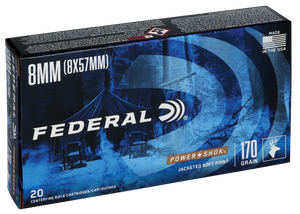 Federal Power-Shok Ammunition 8x57mm JS Mauser (8mm Mauser) 170 Grain Soft Point 20RD