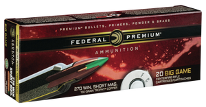 Federal Premium Meat Eater Ammunition 270 Winchester Short Magnum (WSM) 130 Grain Trophy Copper Tipped Boat Tail Lead-Free 20RD Federal Premium Meat Eater Ammunition 270 Winchester Short Magnum (WSM) 130 Grain Trophy Copper Tipped Boat Tail Lead-Free 20RD