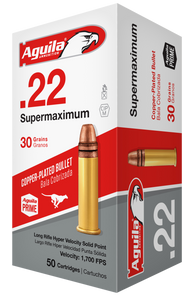 Aguila Super Maximum Ammunition 22 Long Rifle 30 Grain Plated Lead Round Nose Aguila Super Maximum Ammunition 22 Long Rifle 30 Grain Plated Lead Round Nose
