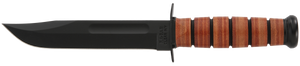 Ka-Bar 1217 USMC Fight/Utility 7" Fixed Clip Point Plain Black 1095 Cro-Van Blade Brown Leather Handle Includes Sheath Ka-Bar 1217 USMC Fight/Utility 7" Fixed Clip Point Plain Black 1095 Cro-Van Blade Brown Leather Handle Includes Sheath