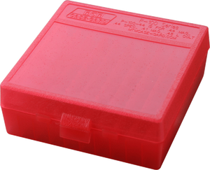 MTM Case-Gard P1004429 Case-Gard P-100 Multi-Caliber Handgun Clear Red Polypropylene 100rd MTM Case-Gard P1004429 Case-Gard P-100 Multi-Caliber Handgun Clear Red Polypropylene 100rd