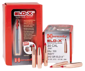 Hornady 3077 ELD-X Hunting 30 Cal .308 212 gr Extremely Low Drag-eXpanding Hornady 3077 ELD-X Hunting 30 Cal .308 212 gr Extremely Low Drag-eXpanding