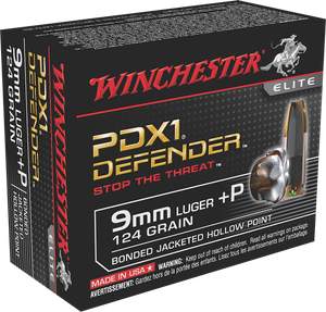 Winchester Defender Ammunition 9mm Luger +P 124 Grain Bonded Jacketed Hollow Point 20RD Winchester Defender Ammunition 9mm Luger +P 124 Grain Bonded Jacketed Hollow Point 20RD