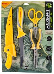 Smiths Products 51232 Mr. Crappie Fishing Combo 6" Fixed Fillet Plain 400 Stainless Steel Blade Gray/Yellow TPE Handle Features Braid Line Scissors/Pliers Includes Pliers/Scissors/Sheath Smiths Products 51232 Mr. Crappie Fishing Combo 6" Fixed Fillet Plain 400 Stainless Steel Blade Gray/Yellow TPE Handle Features Braid Line Scissors/Pliers Includes Pliers/Scissors/Sheath