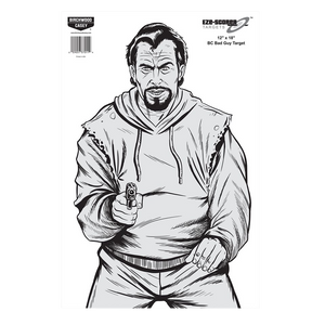 Birchwood Casey 37205 EZE-Scorer Bad Guy Silhouette Paper Hanging Pistol 12" x 18" Black/Gray/White 10 Pk. Birchwood Casey 37205 EZE-Scorer Bad Guy Silhouette Paper Hanging Pistol 12" x 18" Black/Gray/White 10 Pk.