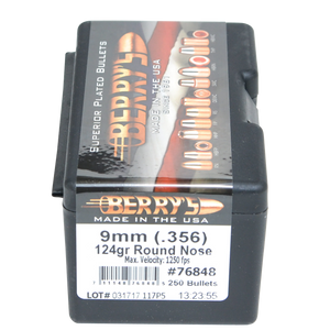 Berrys 76848 Superior Pistol9mm .356 124 GR Round Nose 250 Per Box Berrys 76848 Superior Pistol9mm .356 124 GR Round Nose 250 Per Box