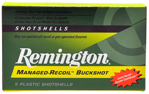 Remington Managed-Recoil Express Ammunition 12 Gauge 2-3/4" 00 Buckshot 8 Pellets Remington Managed-Recoil Express Ammunition 12 Gauge 2-3/4" 00 Buckshot 8 Pellets