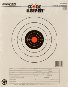 Champion Targets 45724 Score Keeper Slow Fire Bullseye Paper Hanging 50 yds Pistol 11" x 16" Black/Orange 12 PK Champion Targets 45724 Score Keeper Slow Fire Bullseye Paper Hanging 50 yds Pistol 11" x 16" Black/Orange 12 PK