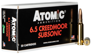 Atomic Ammunition 6.5 Creedmoor Subsonic 130 Grain Sierra GameKing Hollow Point Boat Tail 20RD Atomic Ammunition 6.5 Creedmoor Subsonic 130 Grain Sierra GameKing Hollow Point Boat Tail 20RD