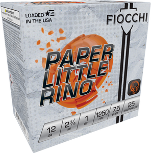 Fiocchi 12FPTX75 Paper Little Rino Extrema 12 Gauge 2.75" 1 oz 7.5 Shot 25 Per Box/ 10 Cs Fiocchi 12FPTX75 Paper Little Rino Extrema 12 Gauge 2.75" 1 oz 7.5 Shot 25 Per Box/ 10 Cs