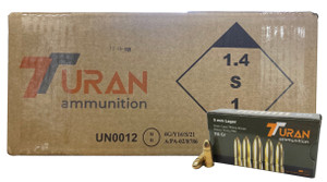 TURAN 9MM 115GR FMJ BRASS CASE 1000RD TURAN 9MM 115GR FMJ BRASS CASE 1000RD