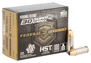 Federal Premium Personal Defense Ammunition 30 Super Carry 100 Grain HST Jacketed Hollow Point 20RD Federal Premium Personal Defense Ammunition 30 Super Carry 100 Grain HST Jacketed Hollow Point 20RD