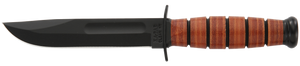 Ka-Bar 1250 Short USMC 5.25" Fixed Clip Point Plain Black 1095 Cro-Van Blade Brown Leather Handle Includes Sheath Ka-Bar 1250 Short USMC 5.25" Fixed Clip Point Plain Black 1095 Cro-Van Blade Brown Leather Handle Includes Sheath