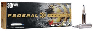 Federal Premium Terminal Ascent Ammunition 300 Winchester Short Magnum (WSM) 200 Grain Polymer Tip Bonded Boat Tail 20RD Federal Premium Terminal Ascent Ammunition 300 Winchester Short Magnum (WSM) 200 Grain Polymer Tip Bonded Boat Tail 20RD