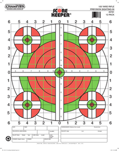 Champion Targets 45796 Score Keeper Sight-In Bullseye Paper Hanging 100 yds Pistol/Rifle Large Green/Orange 12 PK Champion Targets 45796 Score Keeper Sight-In Bullseye Paper Hanging 100 yds Pistol/Rifle Large Green/Orange 12 PK