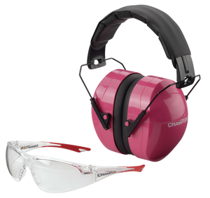 Champion Targets 40624 Eyes & Ears Combo 26 dB Over the Head Pink/Black Adult Champion Targets 40624 Eyes & Ears Combo 26 dB Over the Head Pink/Black Adult