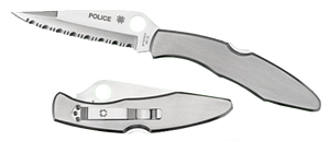 Spyderco C07S Police4.13" Folding Spear Point Part Serrated VG-10 SS Blade Stainless Steel Handle Includes Pocket Clip Spyderco C07S Police4.13" Folding Spear Point Part Serrated VG-10 SS Blade Stainless Steel Handle Includes Pocket Clip