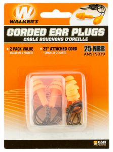 Walker's Corded Ear Plugs (NRR 25 dB) with Case 2PK Pairs Orange Walker's Corded Ear Plugs (NRR 25 dB) with Case 2PK Pairs Orange