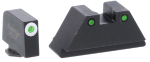 AmeriGlo GL152 Optic Compatible Sight Set for GlockBlack | XL Tall Green Tritium with White Outline Front Sight XL Tall Green Tritium with Black Outline Rear Sight AmeriGlo GL152 Optic Compatible Sight Set for GlockBlack | XL Tall Green Tritium with White Outline Front Sight XL Tall Green Tritium with Black Outline Rear Sight