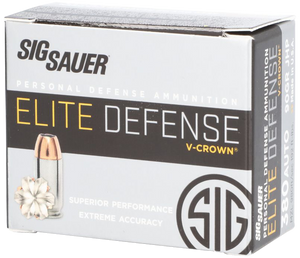 Sig Sauer Elite Performance Ammunition 380 ACP 90 Grain V-Crown Jacketed Hollow Point 20RD Sig Sauer Elite Performance Ammunition 380 ACP 90 Grain V-Crown Jacketed Hollow Point 20RD
