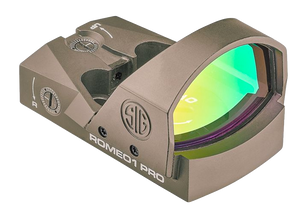 Sig Sauer 1x30 ROMEO1PRO Reflex Sight Flat Dark Earth, 6 MOA Dot (Red), 1 MOA Adj, Steel Shroud