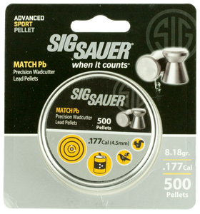 Sig Sauer Match Air Gun Pellets 177 Caliber 7.71 Grain Flat Tin of 500 Sig Sauer Match Air Gun Pellets 177 Caliber 7.71 Grain Flat Tin of 500