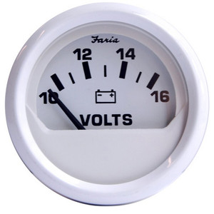 Faria Dress White 2" Voltmeter (10-16 VDC) Faria Dress White 2" Voltmeter (10-16 VDC)