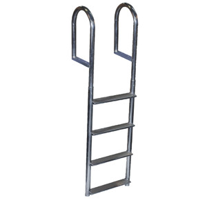 Dock Edge Welded Aluminum Fixed Wide Step Ladder - 4-Step Dock Edge Welded Aluminum Fixed Wide Step Ladder - 4-Step