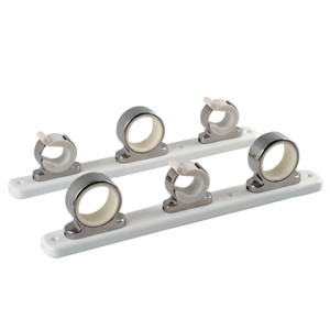 TACO 3-Rod Hanger w/Poly Rack - Polished Stainless Steel TACO 3-Rod Hanger w/Poly Rack - Polished Stainless Steel