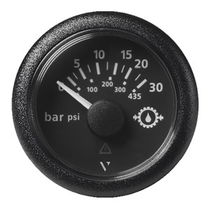 Veratron 52MM (2-1/16") ViewLine Transmission Oil Pressure 30 Bar/435 PSI - Black Dial & Round Bezel Veratron 52MM (2-1/16") ViewLine Transmission Oil Pressure 30 Bar/435 PSI - Black Dial & Round Bezel
