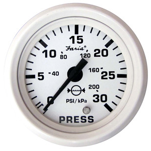 Faria Dress White 2" Water Pressure Gauge (30 PSI) Faria Dress White 2" Water Pressure Gauge (30 PSI)