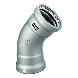 Viega MegaPress 4" 45™ Carbon Steel Elbow w/FKM - Double Press Connection - Smart Connect Technology Viega MegaPress 4" 45™ Carbon Steel Elbow w/FKM - Double Press Connection - Smart Connect Technology