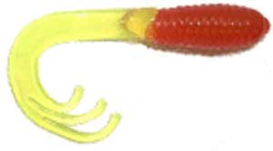 Big Bite Triple Tip Grub 2" 10ct Red Chartreuse Big Bite Triple Tip Grub 2" 10ct Red Chartreuse