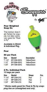 Betts Mr.Crappie Snappers Wgt 1.75" Pear 2ct Yellow/Green Betts Mr.Crappie Snappers Wgt 1.75" Pear 2ct Yellow/Green