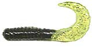 Action Bait 3" Curly Grubs 25pk Black Chartreuse Glitter Action Bait 3" Curly Grubs 25pk Black Chartreuse Glitter