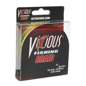 Vicious Braided Line HiVis Yellow 150yd 10lb Vicious Braided Line HiVis Yellow 150yd 10lb
