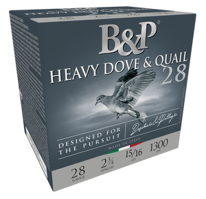 B&P Ammunition 28Bd6 Heavy Dove & Quail 28Gauge 2.75" 15/16Oz 6Shot 25 Per Box/10 Case B&P Ammunition 28Bd6 Heavy Dove & Quail 28Gauge 2.75" 15/16Oz 6Shot 25 Per Box/10 Case