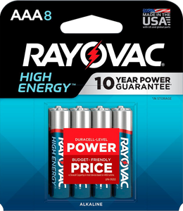 Rayovac 8248T102 Aaa High Enregy 1.5 Volts 1123 Mah (8) Single Pack