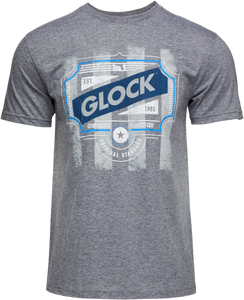 Glock Ap96206 Blue Line Tee Gray Ringspun Cotton/Polyester Short Sleeve Med Glock Ap96206 Blue Line Tee Gray Ringspun Cotton/Polyester Short Sleeve Med